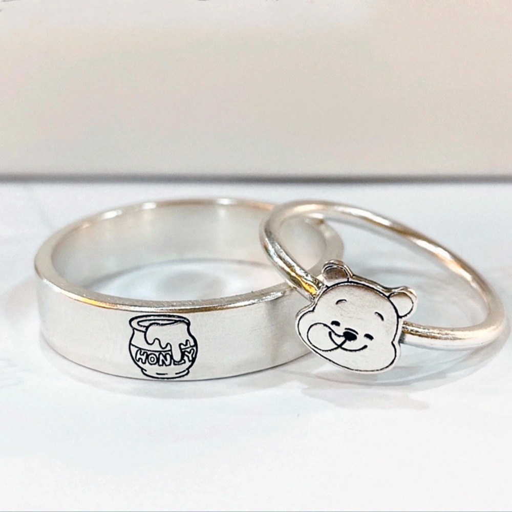 Cincin Pasangan Desain Kartun Winnie Lucu