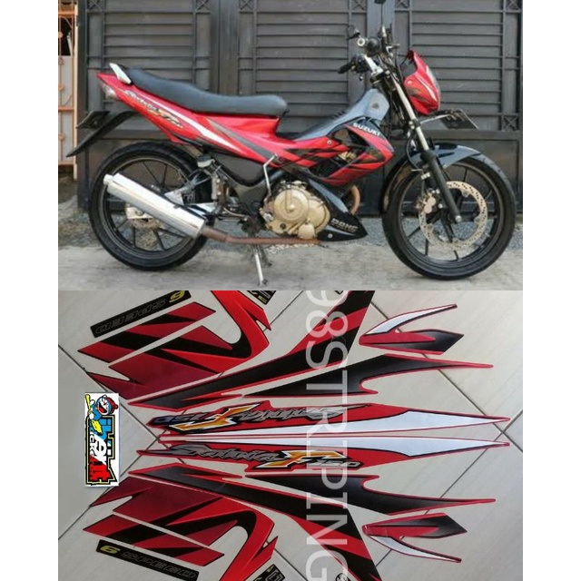 STRIPING  SATRIA FU F150 MERAH PUTIH TAHUN 2008 STICKER LIS STANDAR ORI