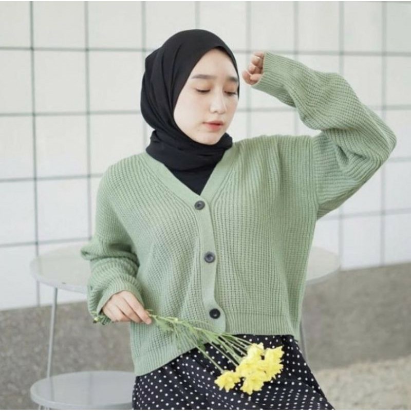 MALIKA CARDY OVERSIZE / Cardigan Rajut Oversize / Baju Rajut / Cardi Crop-2