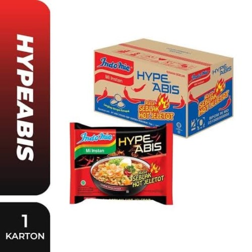 

NOODLES/MIE INSTANT INDOMIE KUAH HYPE ABIS SEBLAK HOT JELETOT DUS (ISI 40 PCS)