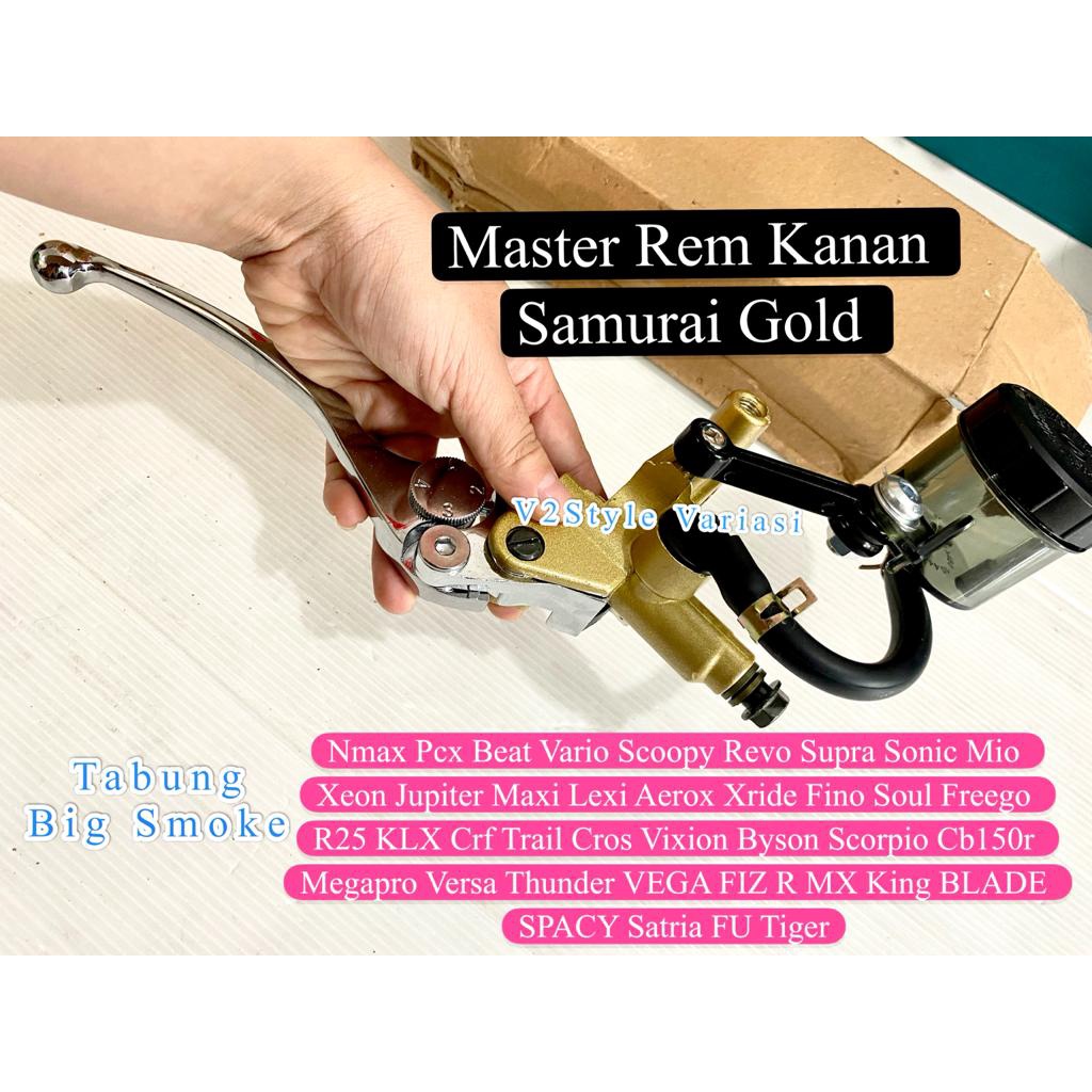 HANDLE MASTER REM KANAN SAMURAI RCS TABUNG BIG SMOKE COPY NISSlN PNP HANDLE PANJANG GOLD CHROME CNC
