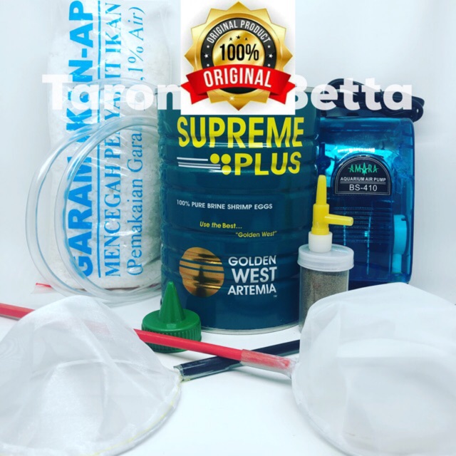 Paket Kultur Artemia Terlengkap Kualitas Terbaik Supreme Plus 10 Gram 10gram 10gr Aerator 2 lubang