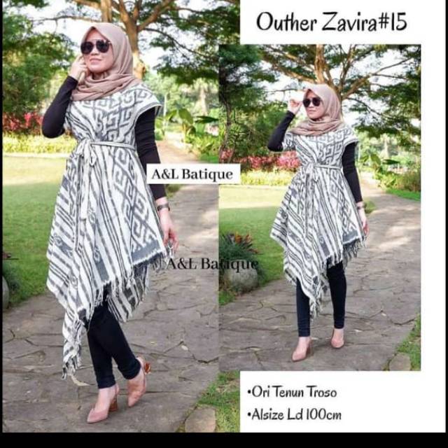 tunik tenun motif toraja white original +free masker + free ikat pinggang