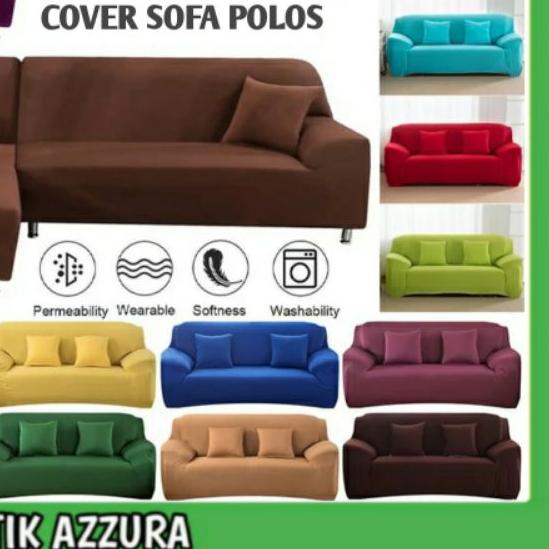 ゲ COVER SOFA POLOS SARUNG SOFA 1 2 3 4 SEATER L Shaped Sudut Siku PEMBUNGKUS BUNGKUS KAIN SOFA