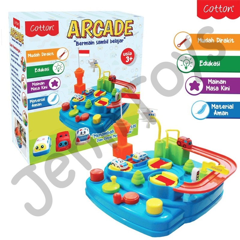 JennToys - Mainan Anak Edukasi PAUD Balita Play Set Mobil Adventure Toys - COTTON ARCADE