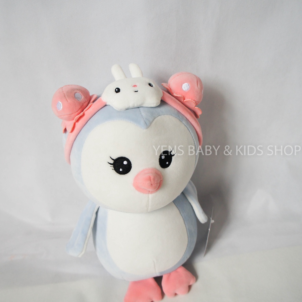 Boneka Pinguin Topi Bunga + Tas - Mainan Boneka