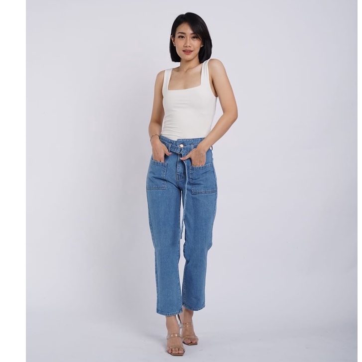 FWR - Reach Boyfriend Jeans / Celana Jeans Wanita Free Belt