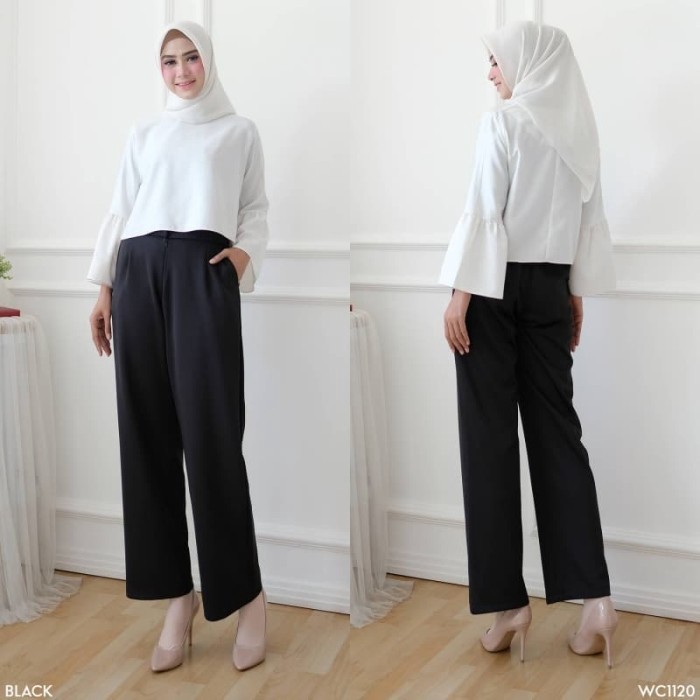 Leony Kulot Scuba Basic Bawahan Outfit Muslim Wanita Premium