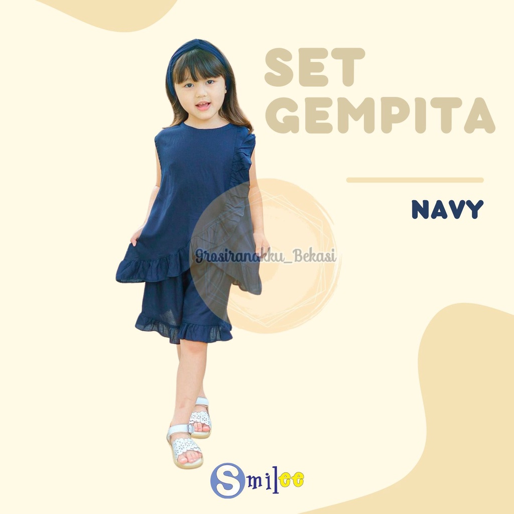 Setelan Anak Rayon Gempita Smilee Warna Navy Size 1-5 Thn