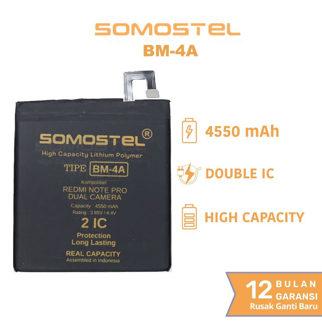 Somostel - BM4A Redmi Pro Dual Camera Batre Batrai Baterai