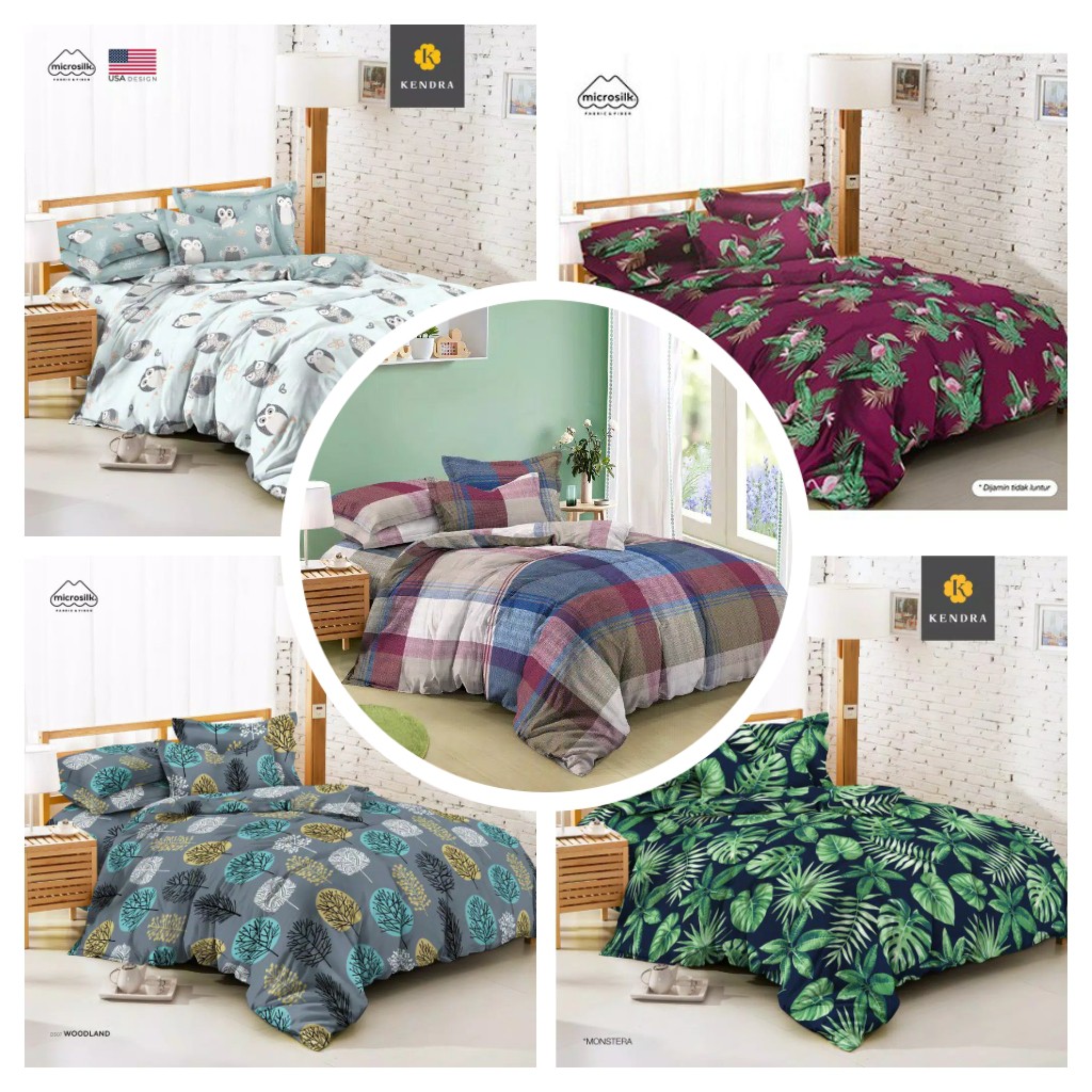 Kendra Set Bedcover King 180x200 / Set Bed Cover Kendra Ranjang No. 1 Motif Iris Cactus Love Nessa M