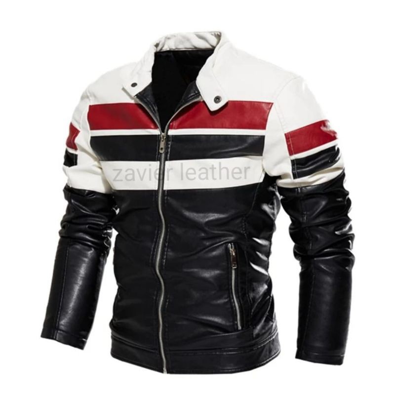 jaket kulit pria motor sport semi kulit jaket pria kulit sintetis import jaket club motor kombinasi