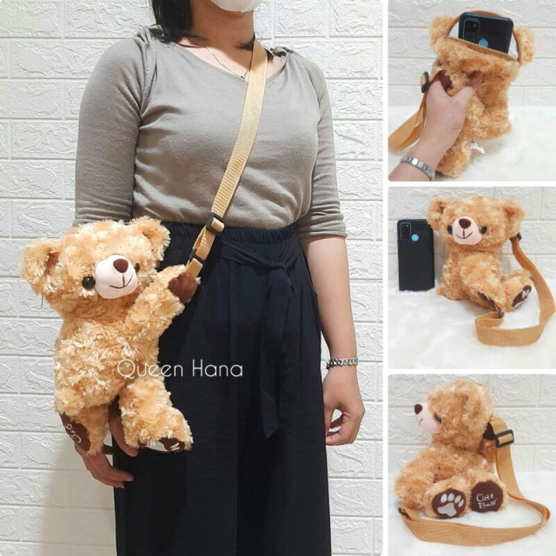 Tas Selempang Beruang Cewe Asli Import / Tas Selempang Cute Bear 30cm