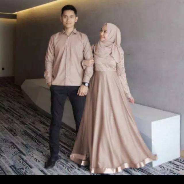 Ka.couple gamis brucat syantik cp.agoda camelia