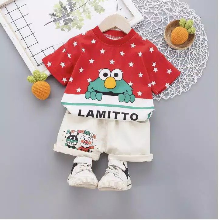 (6m - 3.5y) Setelan Import Baju Bayi / Anak - Setelan Import Elmo Lamitto