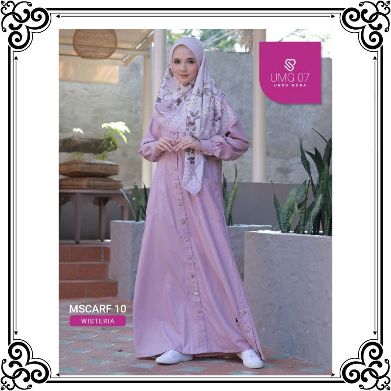 Baju Gamis Terbaru Ukhti Munira UMG07 Lilac Dress Muslim Wanita Remaja Katun Toyobo Gamis Simple Ade