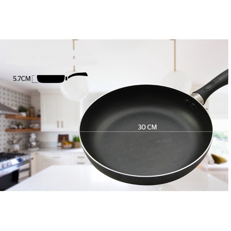 Sunhouse CT30 Plain Frypan Anti Lengket Hitam 30 cm 1 Pcs