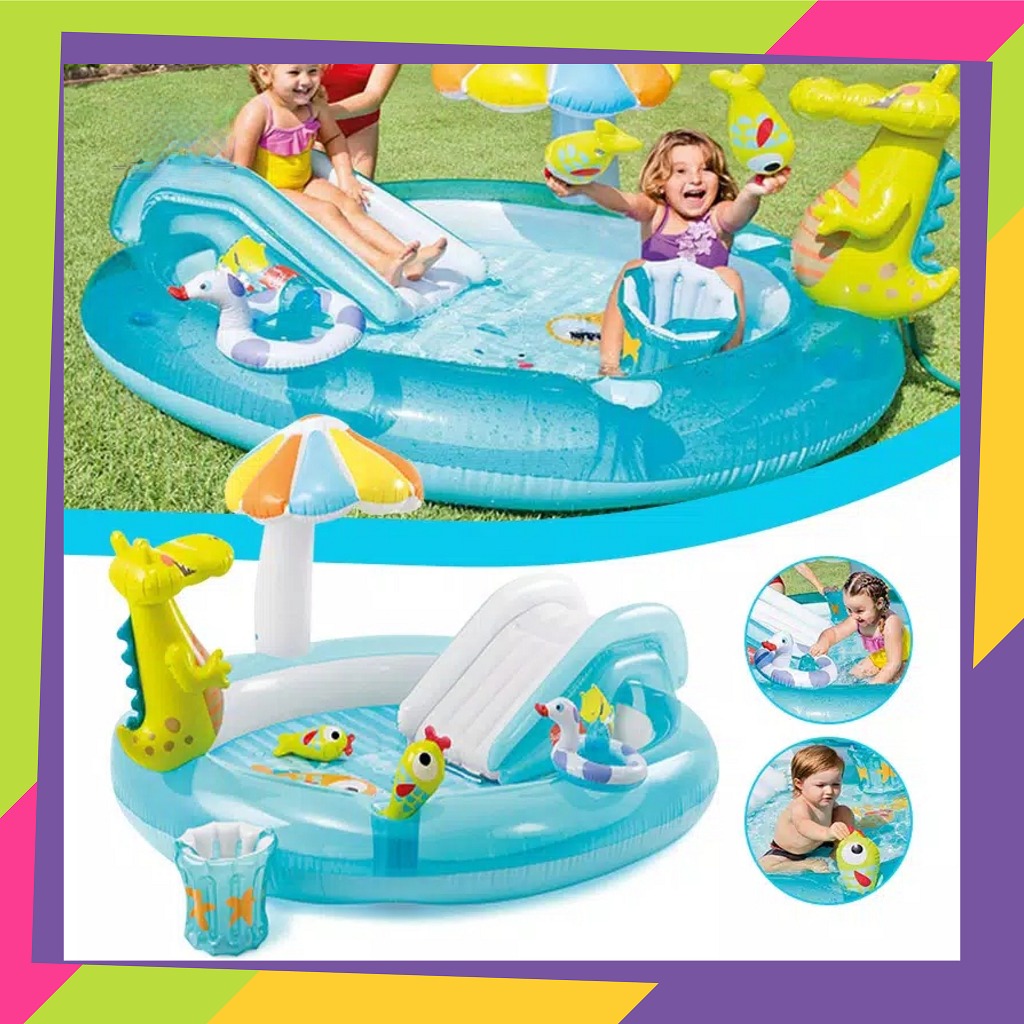 948 / Kolam renang Intex 57165 perosotan &amp; air mancur / Gator play center kiddy spray / Play center