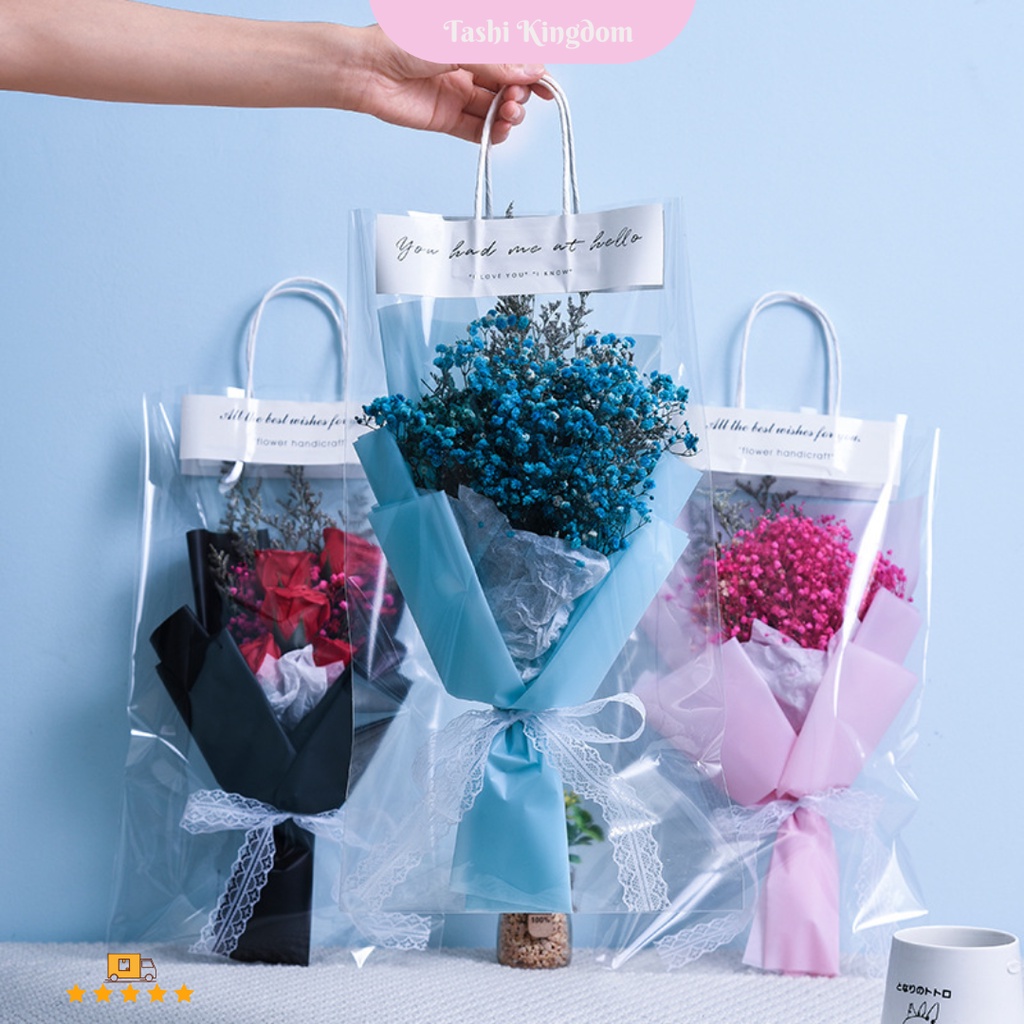 

Kantong mika bunga / plastik bungkus hadiah / kertas kado bening , Plastik bunga buket / bungkus kado , buket bunga