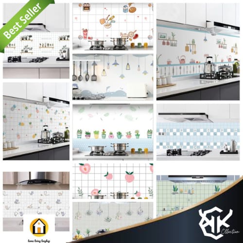 Wallpaper Premium Dinding Dapur 60cm x 100cm Wallpaper Sticker  Anti Air Anti Minyak Dan Tahan Panas