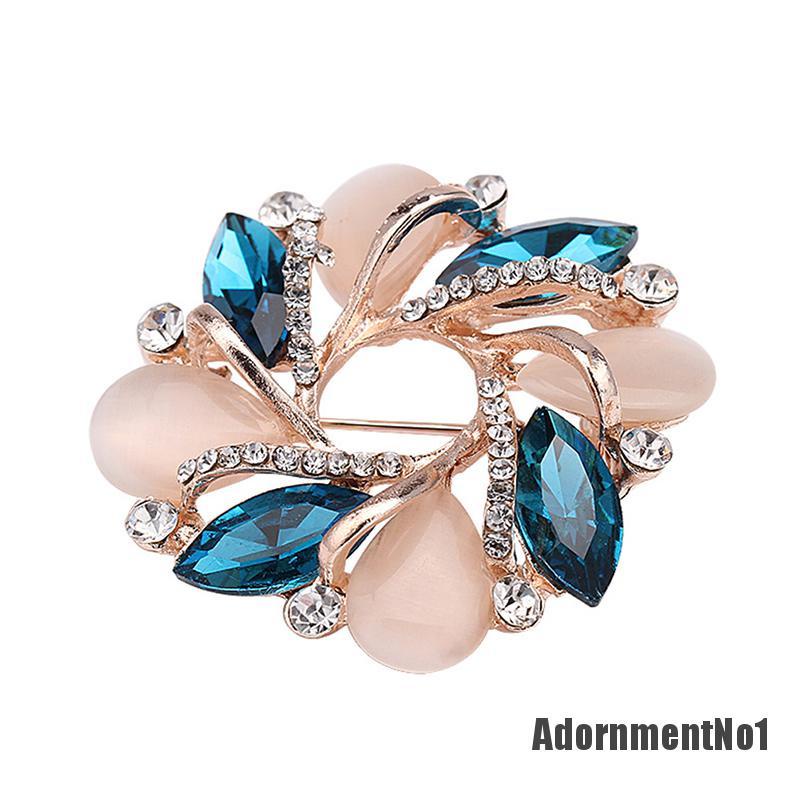 (Adornmentno1) 1pc Bros Pin Bentuk Bunga Bauhinia Aksen Kristal Untuk Aksesoris Dress Wanita