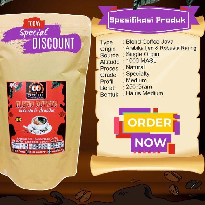 

㊘ Promo Blend Coffee Arabika Ijen dan Robusta Raung | Bubuk | 250 Gram | - SS Coffee ぶ