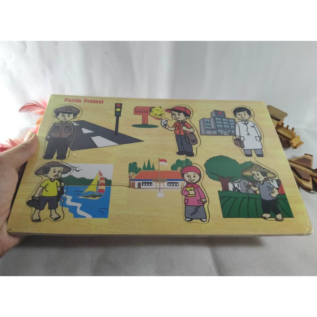 PUZZLE GAMBAR PROFESI BAHAN KAYU. PASEL KAYU. MAINAN EDUKASI PUZZLE KAYU. RIENS COLLECTIONS