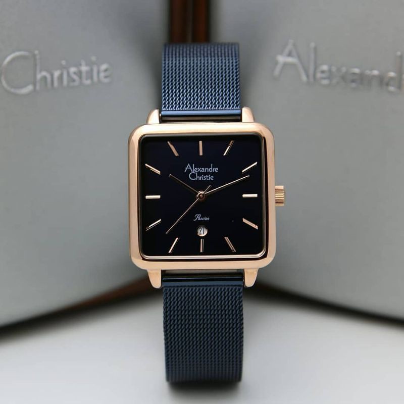 Jam Tangan Alexander Christie Wanita original rosegold blue ac2869