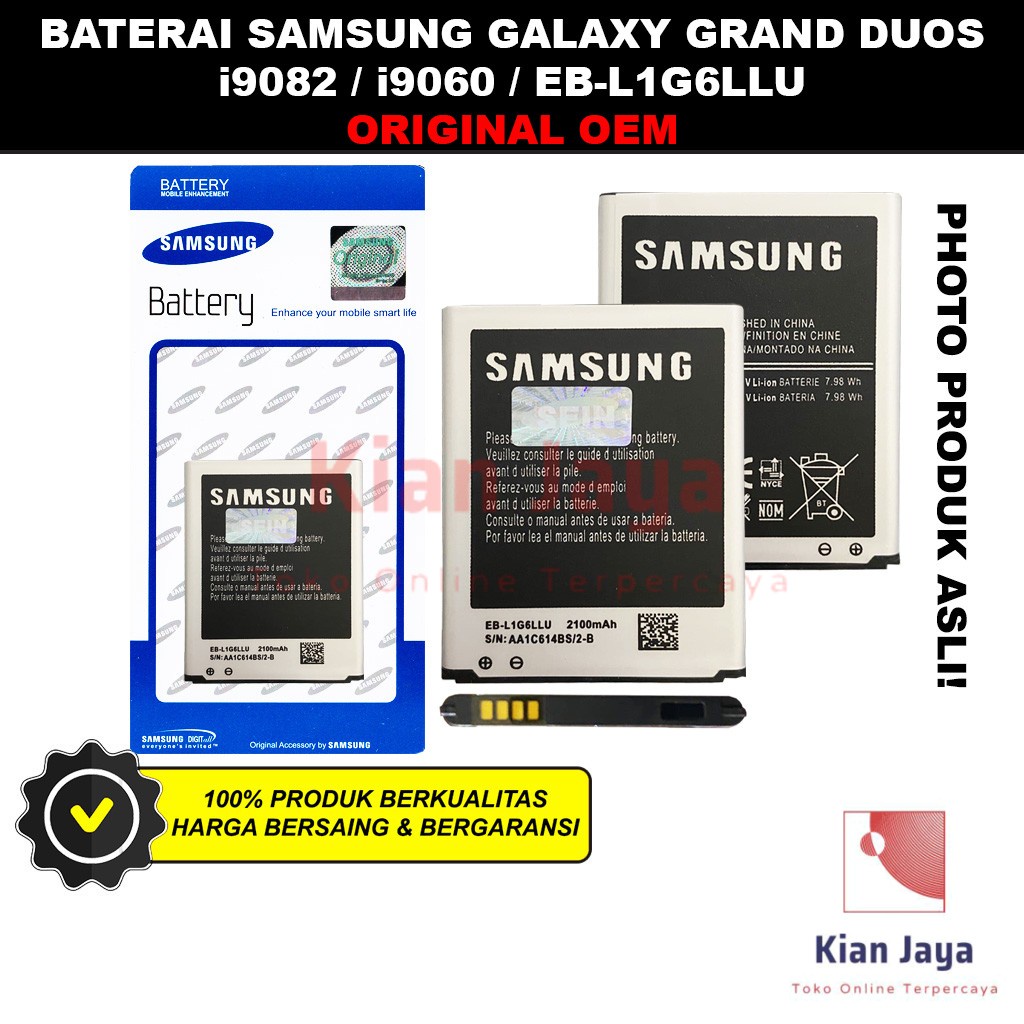 Baterai Samsung Galaxy Grand Duos i9082 i9060 Original OEM Batrai Batre Battery Hp EB535163LU Ori