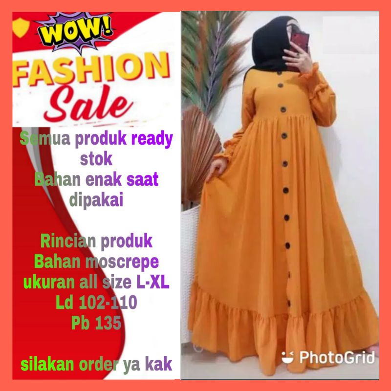 Gamis dress baju gaun pakaian busana fashion wanita muslim model remaja pesta kondangan elegan polos