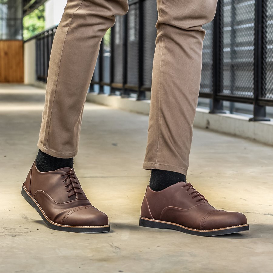 OXFORD LV BROWN Sepatu Formal Pantofel Pria coklat