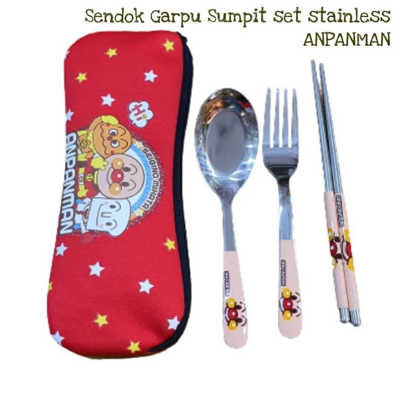 sendok garpu sumpit set anpanman
