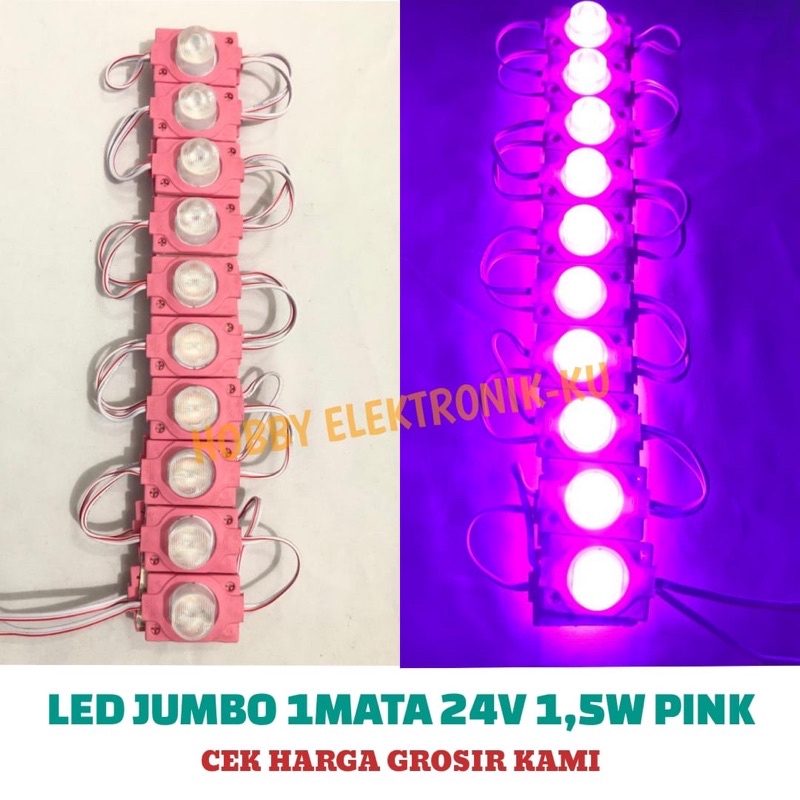 LAMPU LED JUMBO 1MATA 24V 1,5W PINK (PEMBELIAN MINIMAL 10PCS)