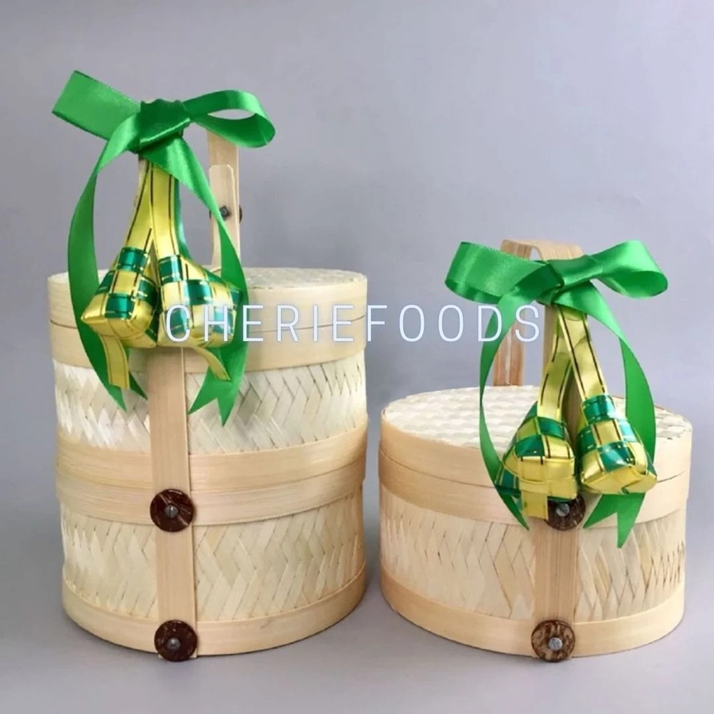 

Rantang Bambu Hias Lebaran 20cm / Rantang Bulat Ketupat