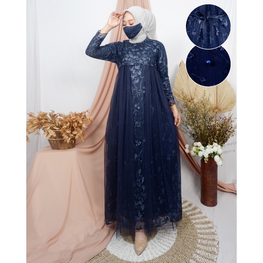 Gamis Dress Pesta Kondangan Wisuda Safira Brukat Mewah Berkualitas Premium Termurah By Laquse_kebaya2