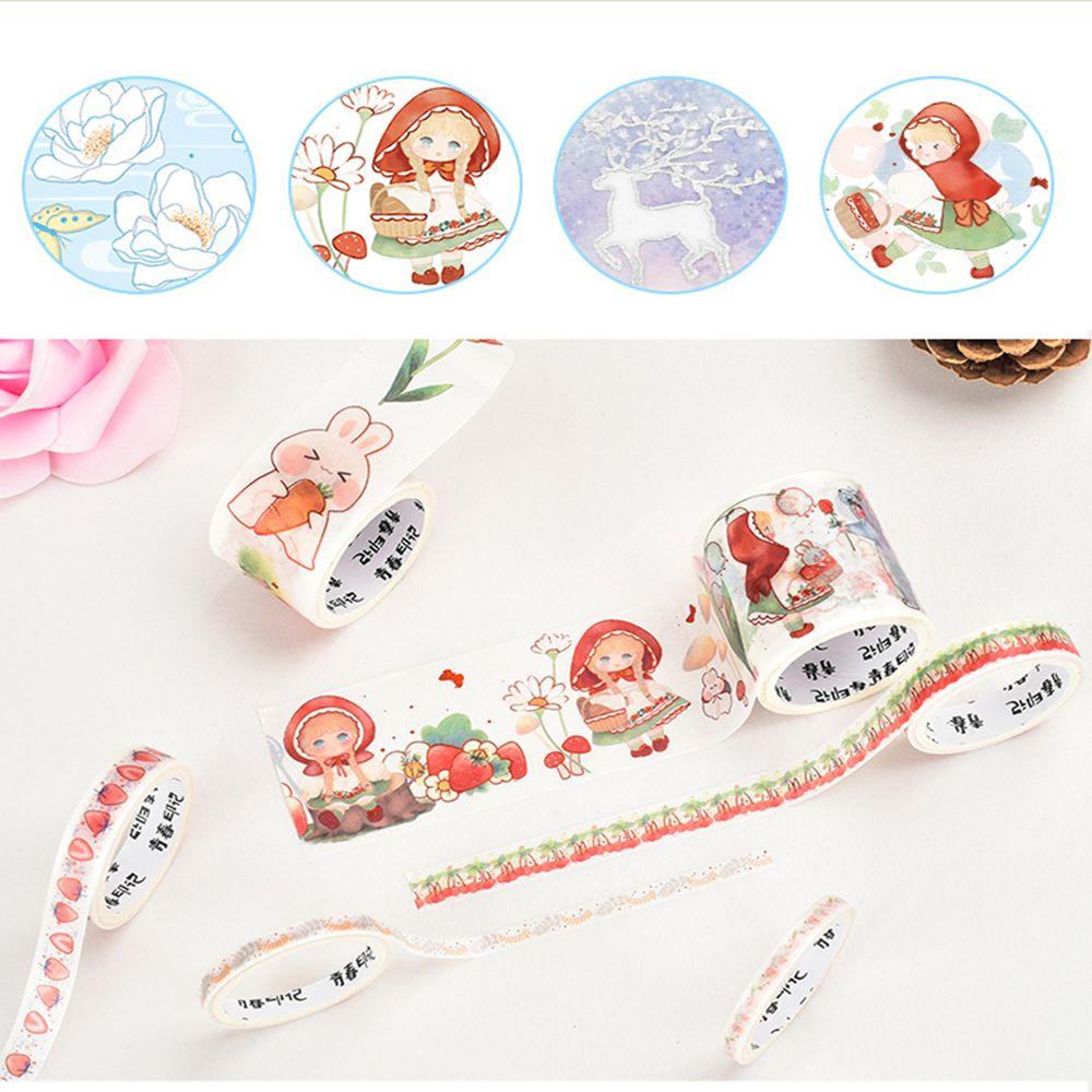 Nanas 6roll /Set Washi Tape Kreatif Alat Tulis Sastra Scrapbooking Gadis Hati INS DIY Bahan