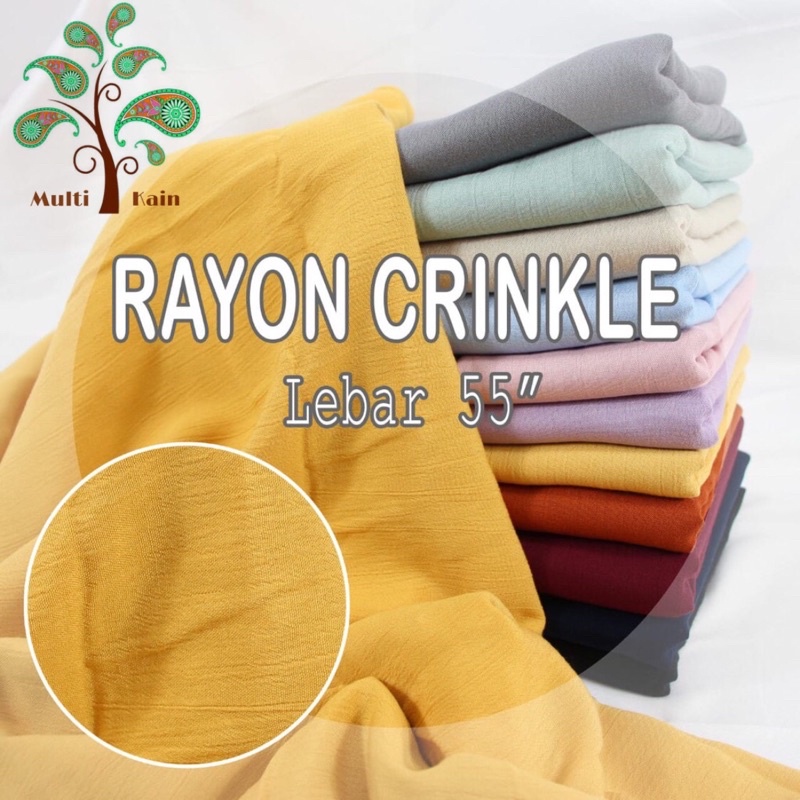 multi kain rayon viscose viscos crinkle kerut premium lebar 135cm harga per 0.5 meter