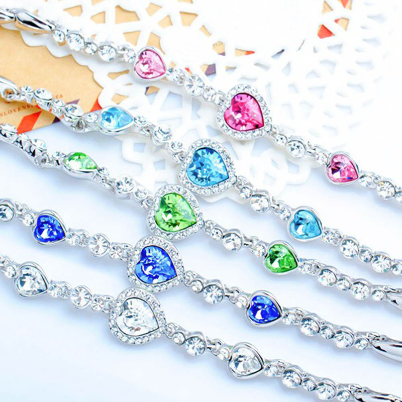 Gelang Kristal Biru Lapis Silver untuk Wanita