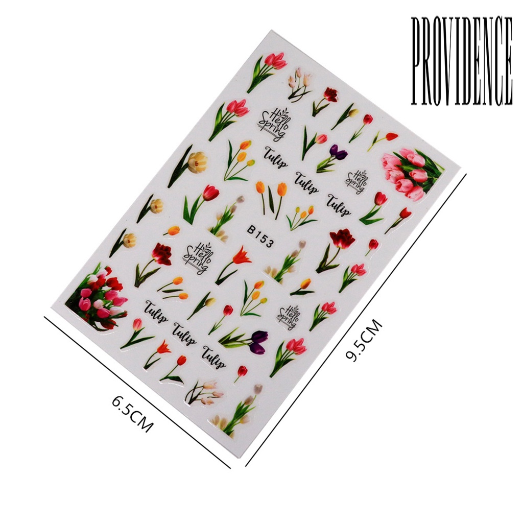 1 Set Stiker Kuku Motif Print Tulip Bahan Resin Tahan Air Untuk Nail Art