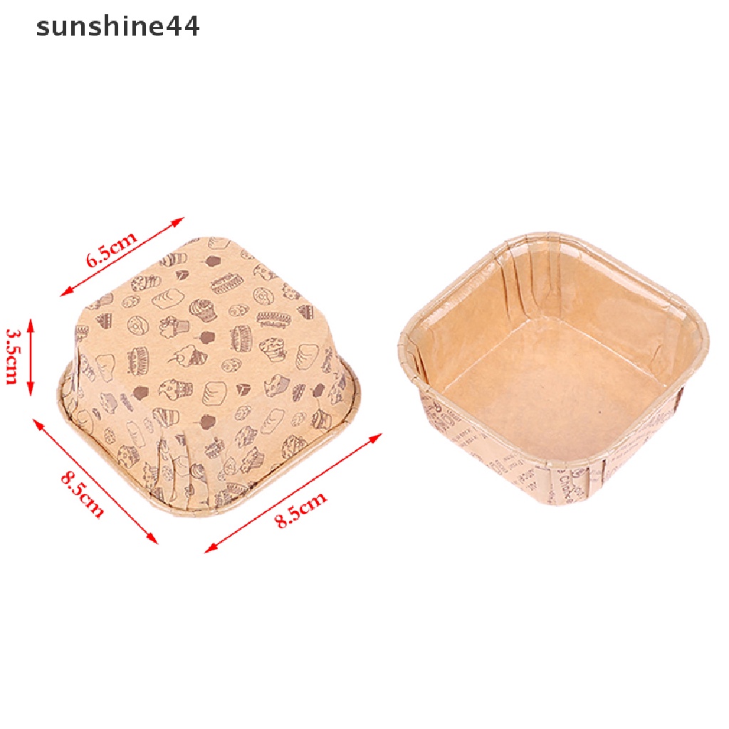 Sunshine 50Pcs Cup Cake Bentuk Kotak Bahan Sifon Tahan Panas / Minyak