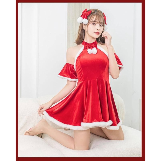 【Wetrose】 Wanita Sexy Christmas Natal Pesta Jepang Seragam Kostum Cosplay Xmas Seragam Lucu Dress Baju Natal Kawaii Gadis Set