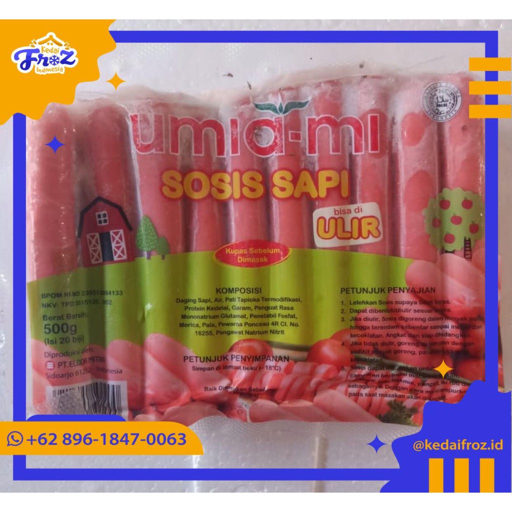 

Frozen Food Umia-mi Sosis Ulir Sapi 500 Grm