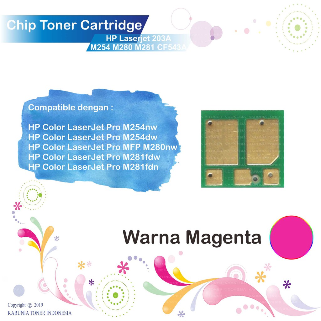 Chip Toner Printer HP Laserjet 203A M280 M281 M254 M254DN M280NW CF541A CF543A CF542A CF540A CMYK