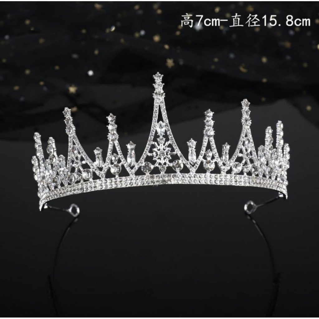 Eiffel Crown - Mahkota Baja Kristal Ratu Tiara Crown - Bridal Bridesmaid Crown