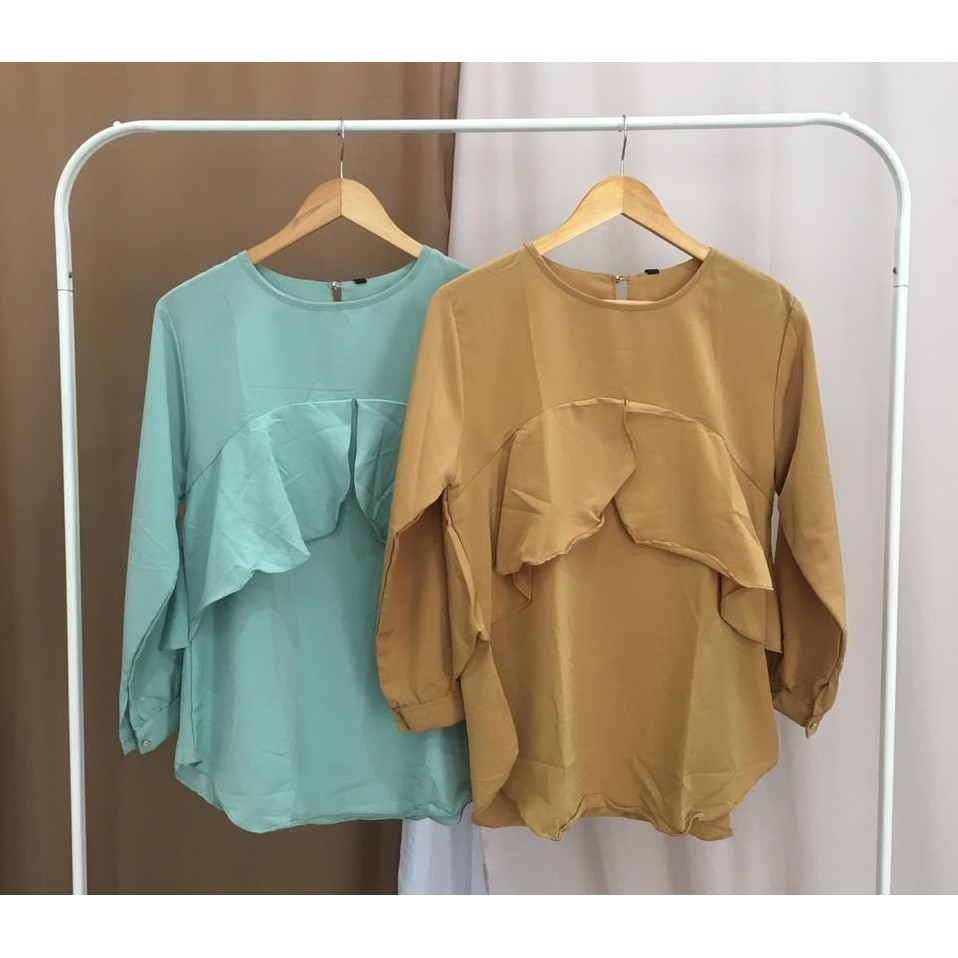 Atasan Blus Polos OOTD Wanita Kekinian