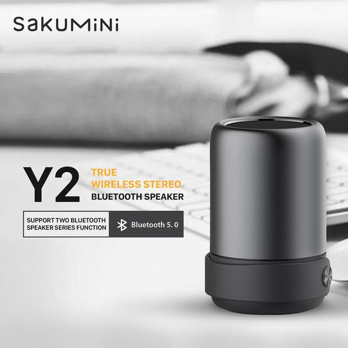 Sakumini Y2 Mini Portable Bluetooth Speaker Stereo V5.0 - Abu-Abu Promo