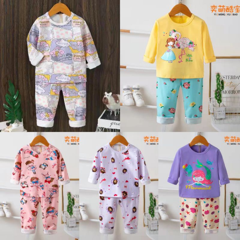 KU BAO Pakaian Baju Tidur Anak Lengan Panjang Import Usia 1-9 Tahun PP