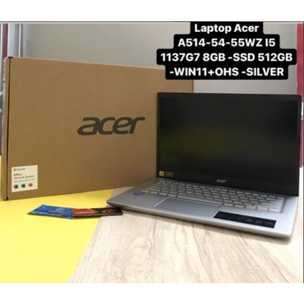 Laptop Acer A514-54-55WZ I5 1137G7 8GB -SSD 512GB -WIN11+OHS -SILVER