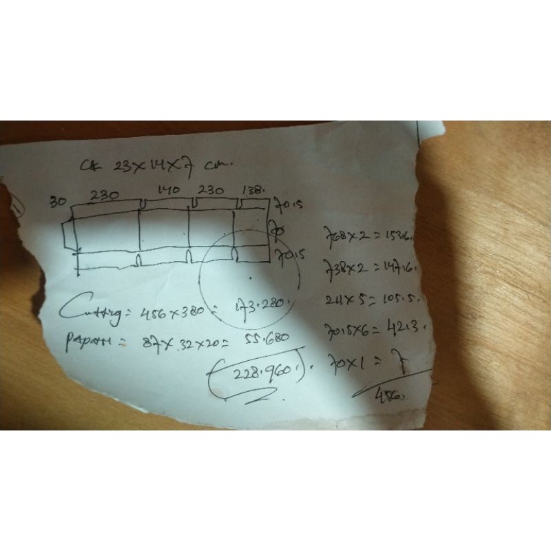 

pisau pond paking custom 23x14x7 cm