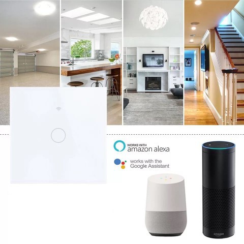 SmartLife saklar Wifi 1L Luxury Touch LED connect with GoogleHome & Alexa